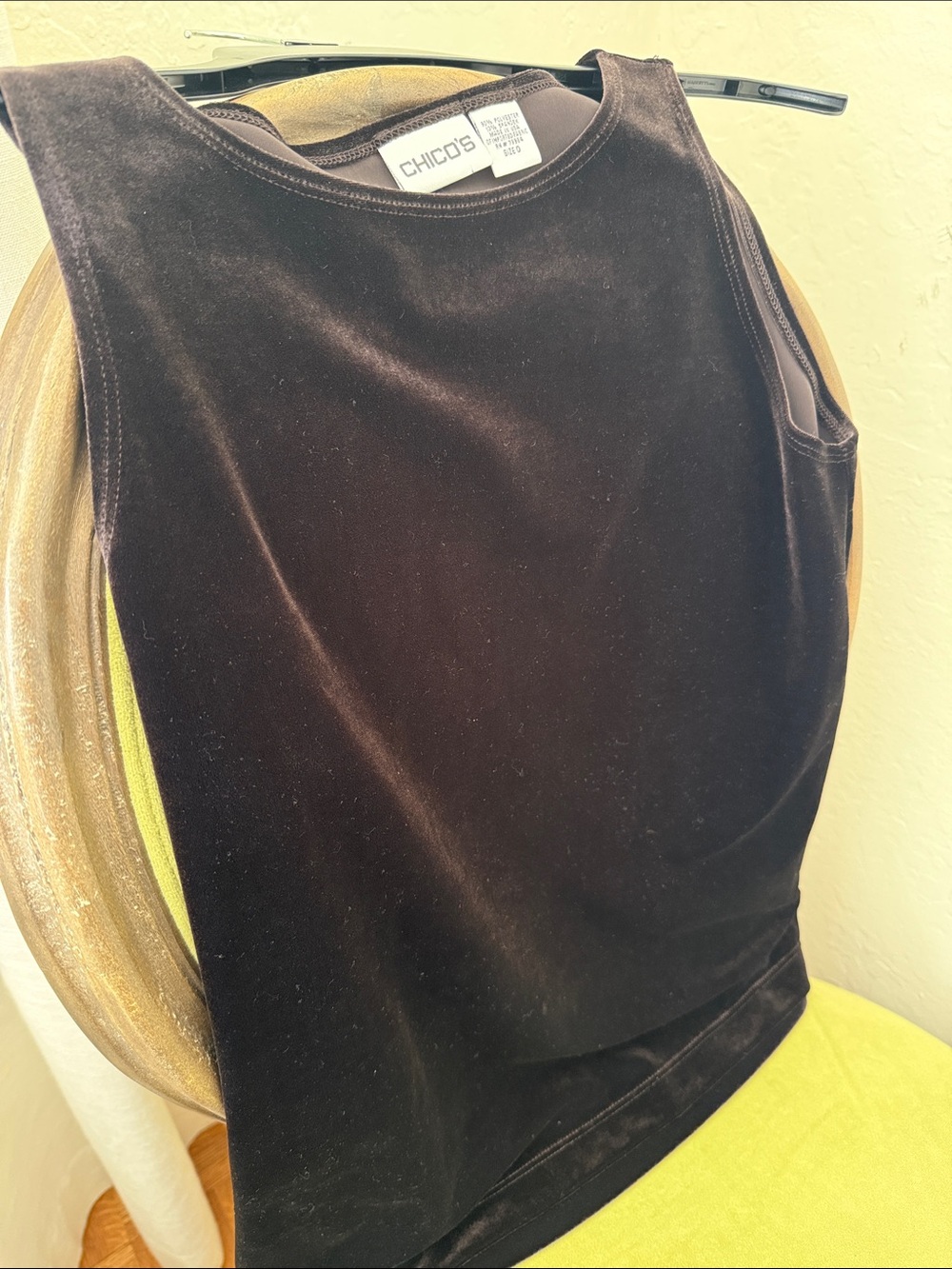 Chico's Velvet Sleeveless Tank in Chocolate Brown Sz 0